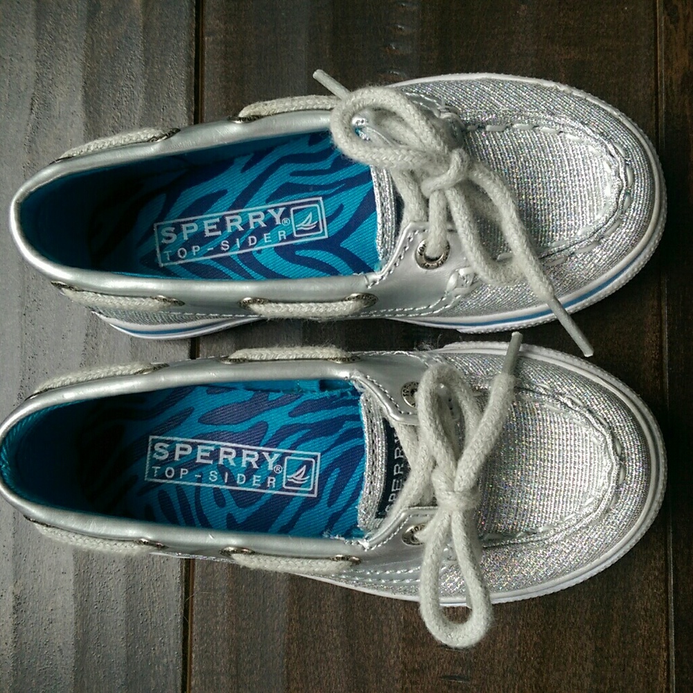 Toddler size 7 Sperry Top-Siders Silver Glitter